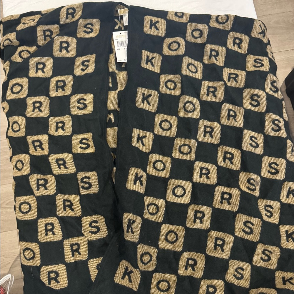 Michael Kors Black and Gold Logo Shawl